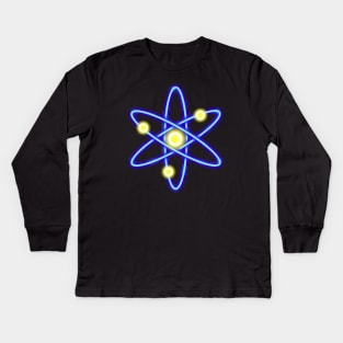 Blue Neon Cosmos Atom Kids Long Sleeve T-Shirt